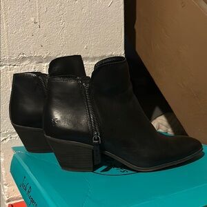 Frye Black Leather Ankle Boots
